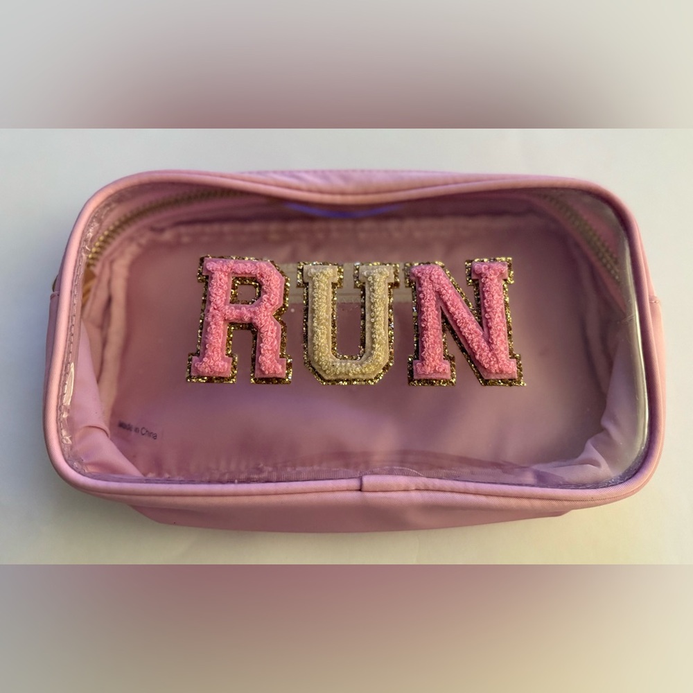 Pink and Gold 'RUN' Stoney Clover Lane Embellished Pouch